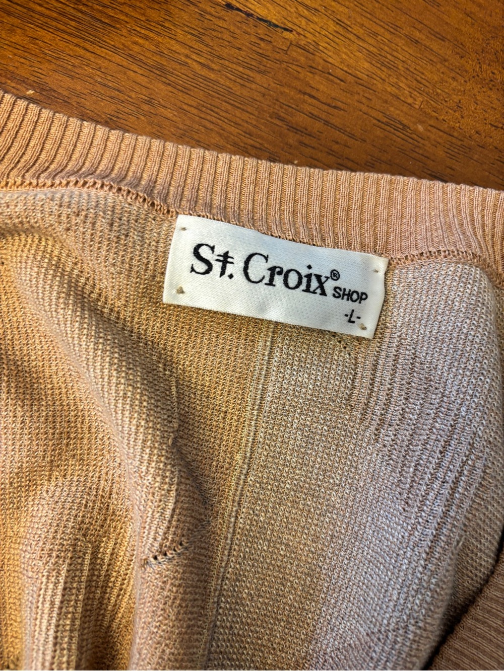 St Croix Men's V-Neck Button Cardigan Sweater in Tan Multi color large vintage - Picture 9 of 10